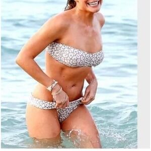 Valimare Bikini Swimsuit Women Medium Grey Animal Salinas Bandeau Two Piece